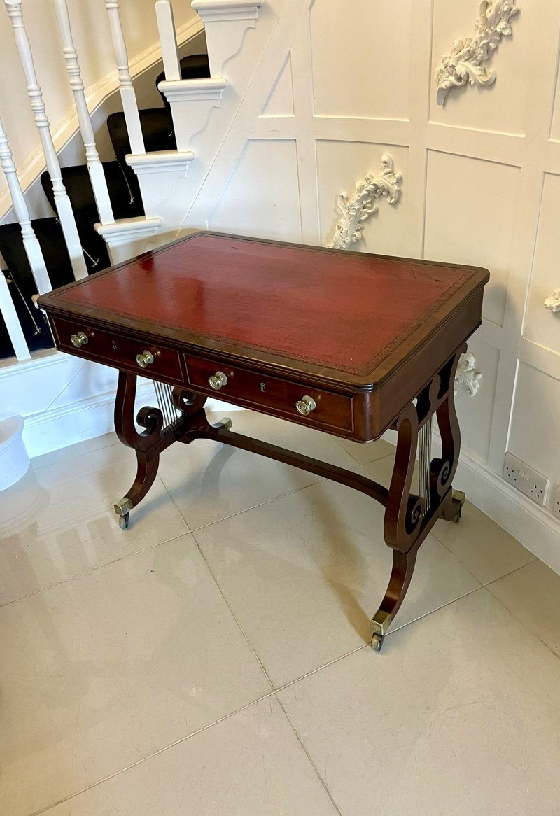 Superb Quality Antique Regency Mahogany Free Standing Writing Desk - Image 4